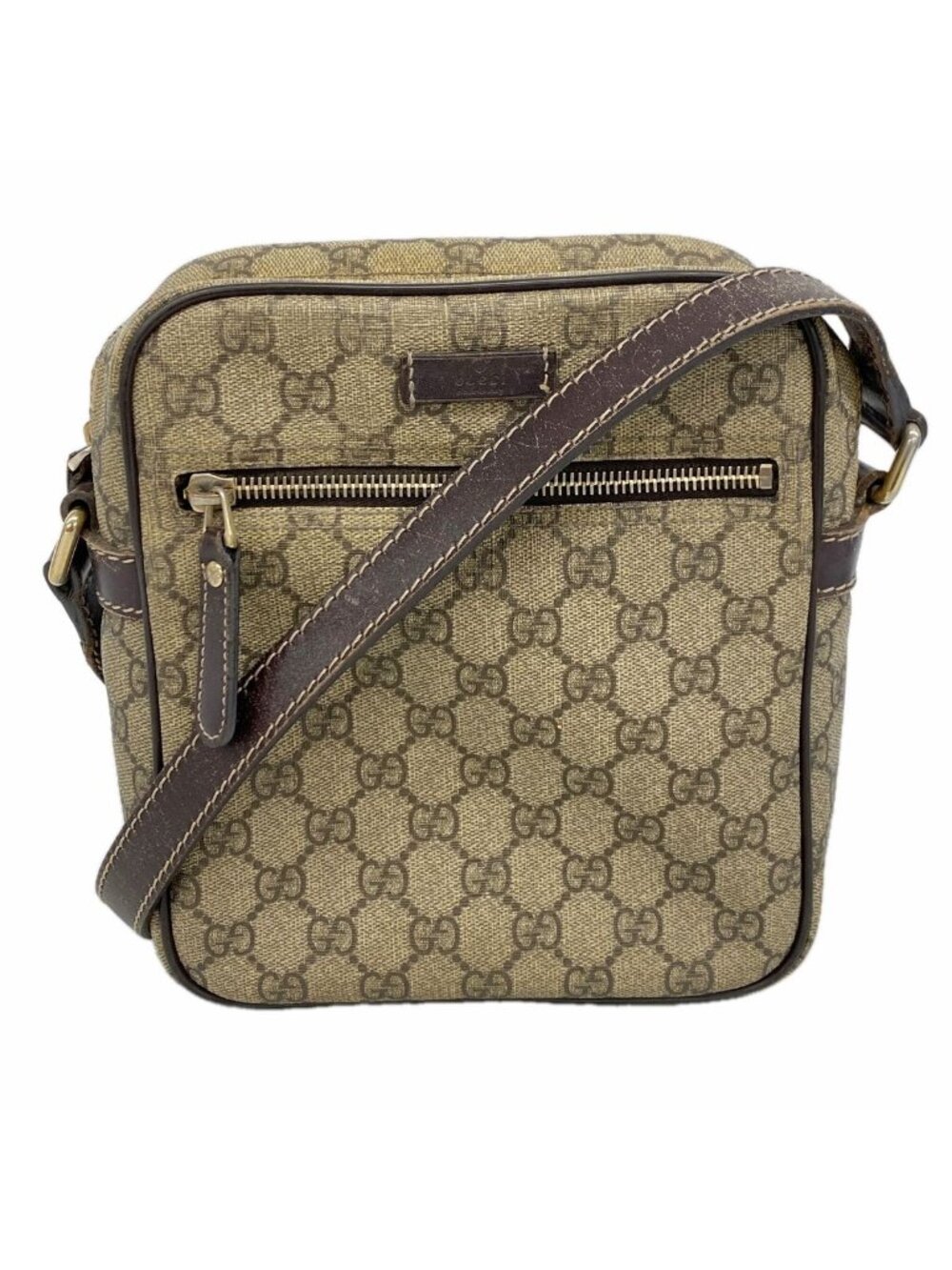 Gucci Shoulder Bag GG Supreme Brown Champagne Gold